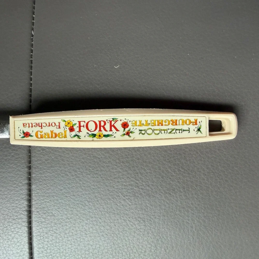 Vtg 60s EKCO Serving Fork USA 2 Tines Stainless Steel Utensil Plastic Handle